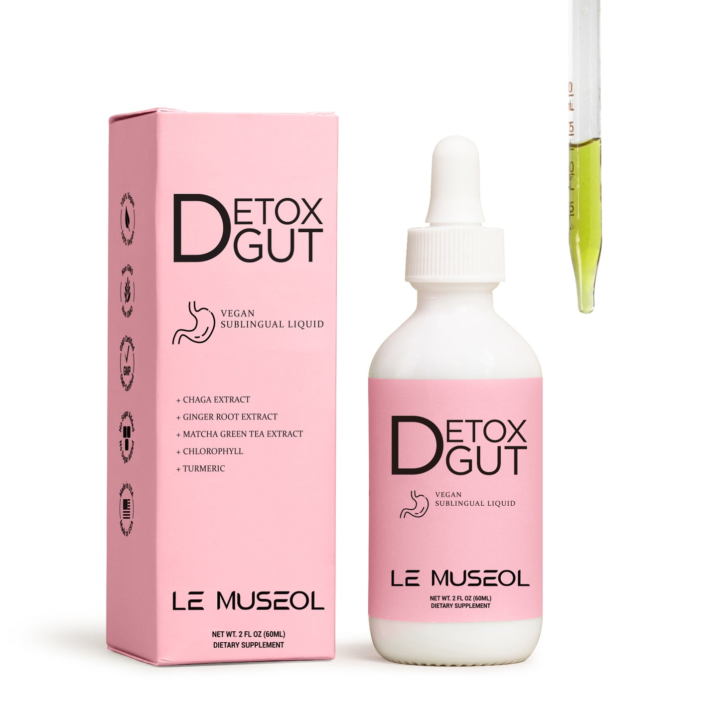 Le Museol Day Cleanse Vegan Blend Liquid of Chaga Mushroom and Turmeric